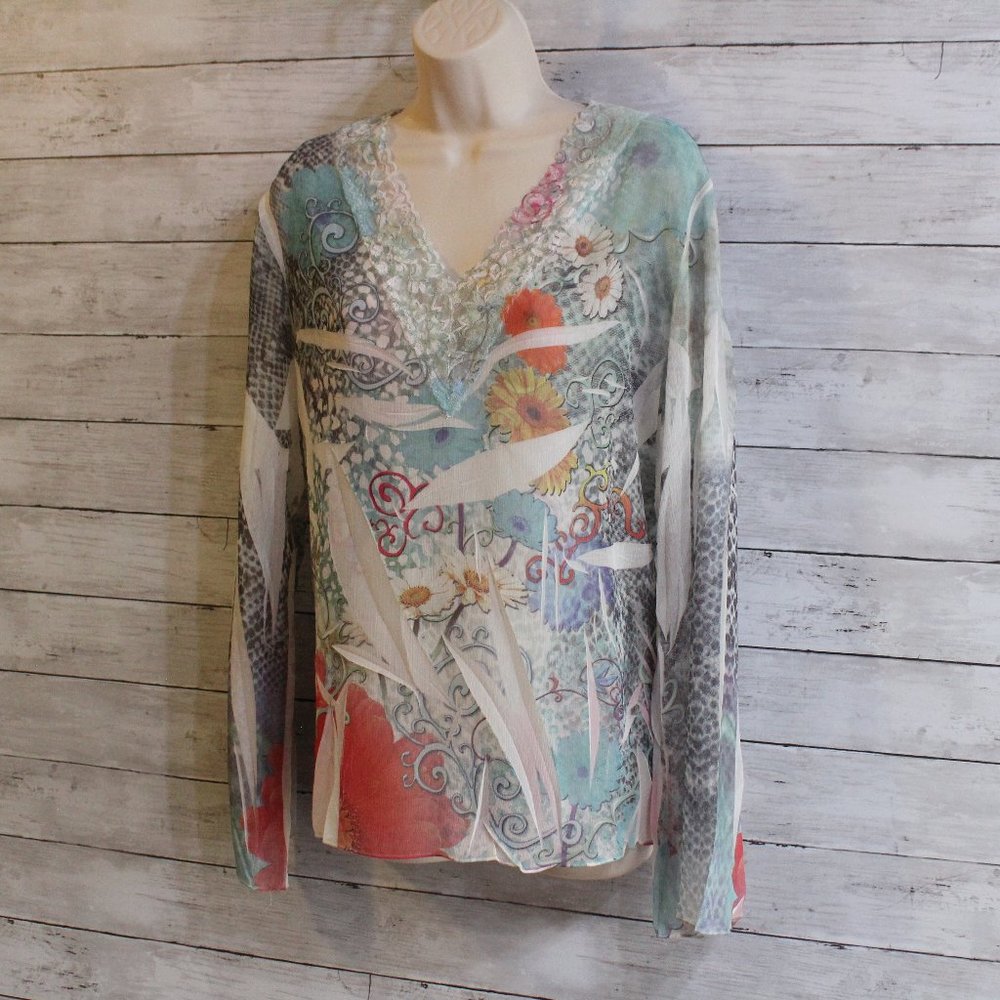 Women's NWOT Vintage Boho Sheer Top Size M